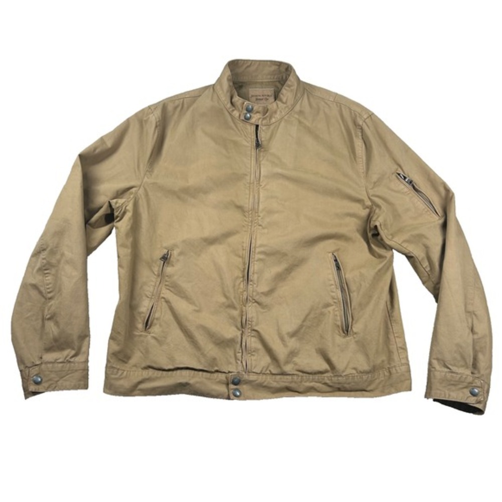 Banana Republic Jacket Mens XL‎ Harrington Moto Mandarin Collar Canvas Zip Dad
